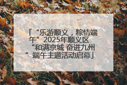 “乐游顺义，粽情端午”2025年顺义区“和满京城 奋进九州”端午主题活动启幕