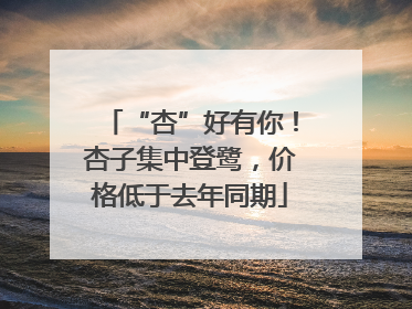“杏”好有你！杏子集中登鹭，价格低于去年同期