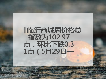 临沂商城周价格总指数为102.97点，环比下跌0.31点（5月29日—6月4日）