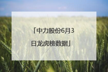 中力股份6月3日龙虎榜数据