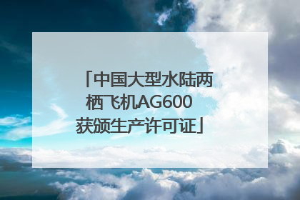 中国大型水陆两栖飞机AG600获颁生产许可证