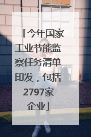 今年国家工业节能监察任务清单印发，包括2797家企业
