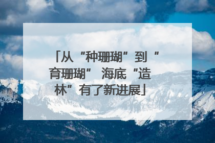 从“种珊瑚”到“育珊瑚” 海底“造林”有了新进展