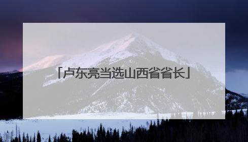 卢东亮当选山西省省长