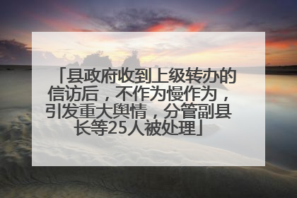 县政府收到上级转办的信访后，不作为慢作为，引发重大舆情，分管副县长等25人被处理