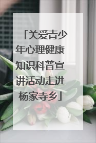 关爱青少年心理健康知识科普宣讲活动走进杨家寺乡