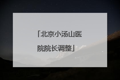 北京小汤山医院院长调整