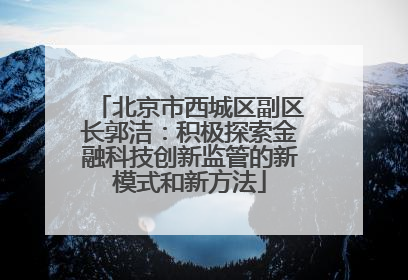 北京市西城区副区长郭洁：积极探索金融科技创新监管的新模式和新方法