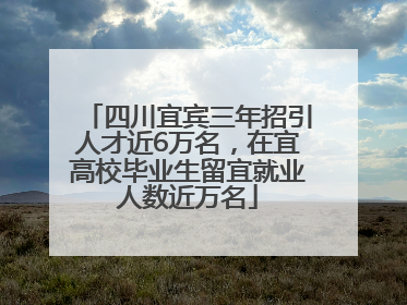 四川宜宾三年招引人才近6万名，在宜高校毕业生留宜就业人数近万名