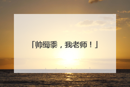 帅蜀黍，我老师！