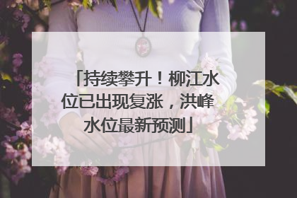 持续攀升！柳江水位已出现复涨，洪峰水位最新预测