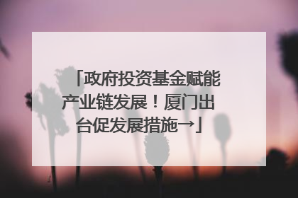 政府投资基金赋能产业链发展！厦门出台促发展措施→
