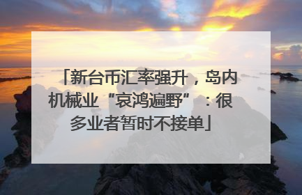 新台币汇率强升，岛内机械业“哀鸿遍野”：很多业者暂时不接单