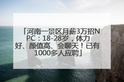河南一景区月薪3万招NPC：18-28岁，体力好、颜值高、会聊天！已有1000多人应聘