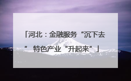 河北：金融服务“沉下去” 特色产业“升起来”