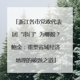 浙江各市党政代表团“串门”为哪般？鲍金：重塑省域经济地理的破题之道