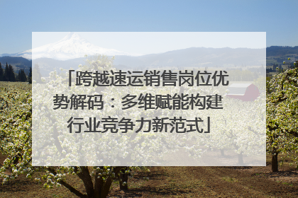 跨越速运销售岗位优势解码：多维赋能构建行业竞争力新范式
