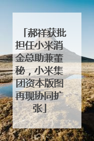 郝祥获批担任小米消金总助兼董秘，小米集团资本版图再现协同扩张