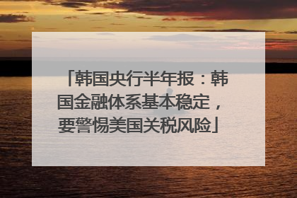 韩国央行半年报：韩国金融体系基本稳定，要警惕美国关税风险