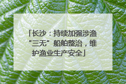 长沙：持续加强涉渔“三无”船舶整治，维护渔业生产安全