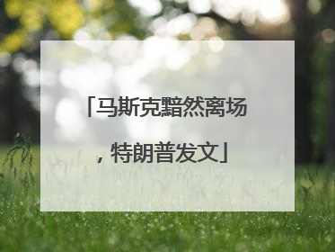 马斯克黯然离场，特朗普发文