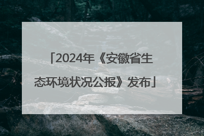 2024年《安徽省生态环境状况公报》发布